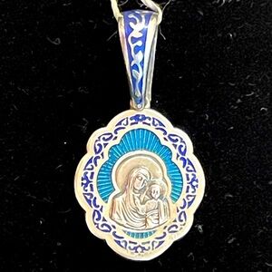 925 St. Silver Mother Of  God Christian Jesus Christ Cross  Amulet Enamel